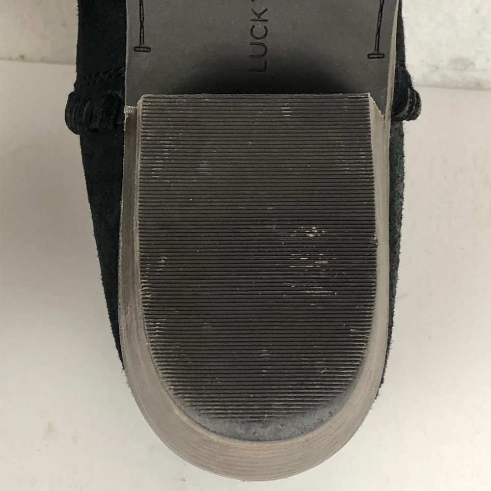 Lucky Brand Women's Size 8.5M Black Leather Back Zip Block Heel Ankle Booties - Picture 9 of 12
